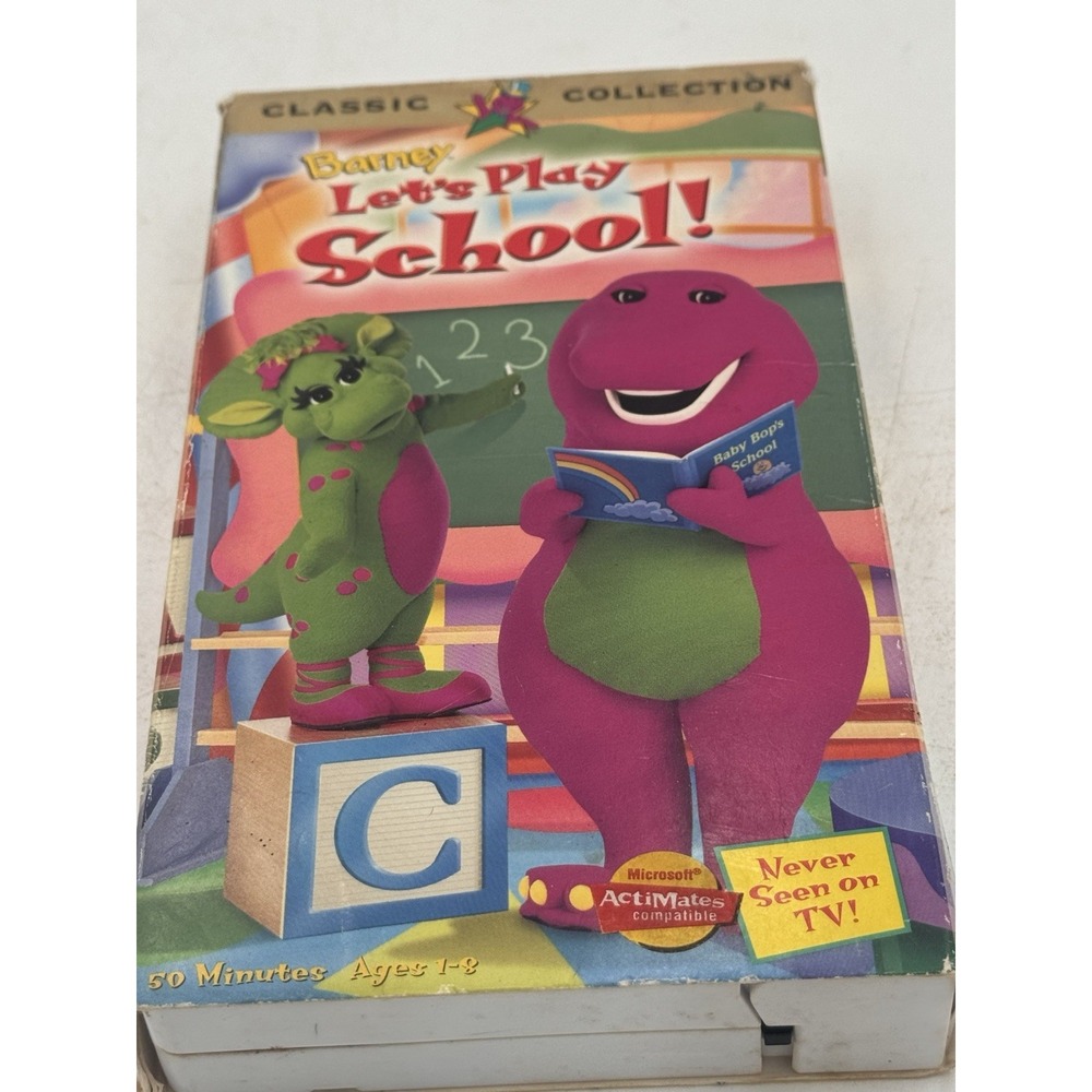 Barney's Let's Play School!, VHS Video Tape Classic ABC's 123's Sing Along Songs